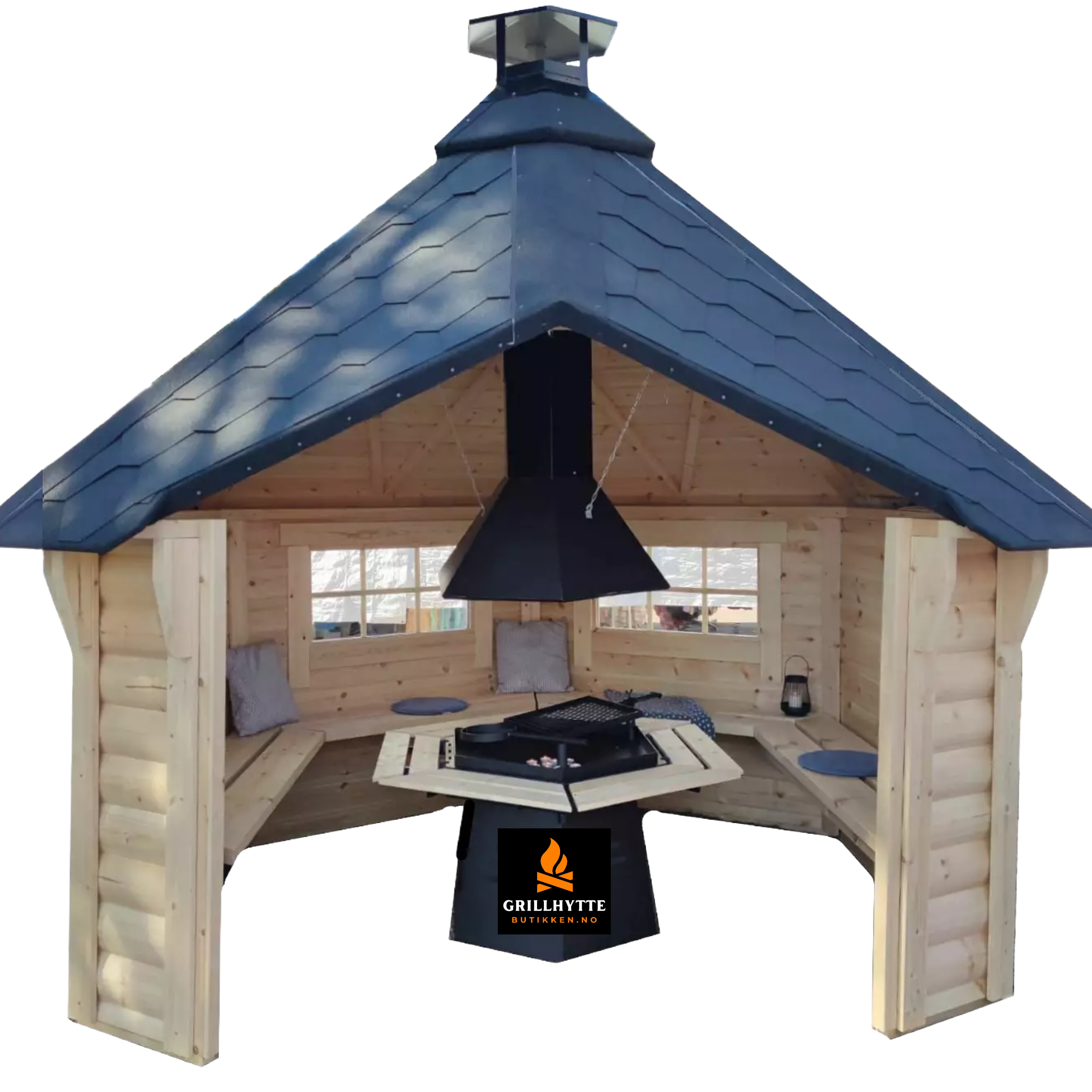 Gapahuk 7 m2 Royal med grill og benker - Buet vegg. Gratis frakt !